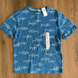 Boys NWT Old Navy Teal Shark Graphic Tee Size Medium 8